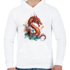 PRINTFASHION sárkány - Férfi kapucnis pulóver - Fehér