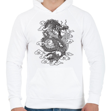 PRINTFASHION Sárkány  - Férfi kapucnis pulóver - Fehér