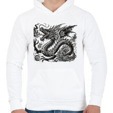 PRINTFASHION Sárkány - Férfi kapucnis pulóver - Fehér férfi pulóver, kardigán