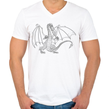 PRINTFASHION Sárkány  - Férfi V-nyakú póló - Fehér férfi póló