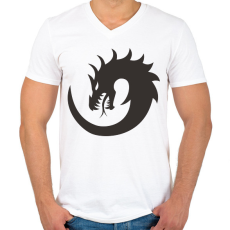 PRINTFASHION Sárkány - Férfi V-nyakú póló - Fehér