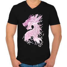 PRINTFASHION sárkány - Férfi V-nyakú póló - Fekete férfi póló