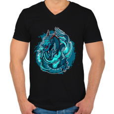 PRINTFASHION sárkány - Férfi V-nyakú póló - Fekete