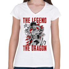 PRINTFASHION Sárkány legendája - Női V-nyakú póló - Fehér női póló