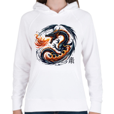 PRINTFASHION Sárkány - Női kapucnis pulóver - Fehér