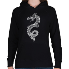 PRINTFASHION sárkány - Női kapucnis pulóver - Fekete női pulóver, kardigán