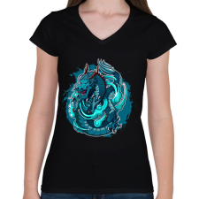 PRINTFASHION sárkány - Női V-nyakú póló - Fekete női póló