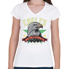PRINTFASHION Sas 03 - Los Angeles Eagles - Női V-nyakú póló - Fehér