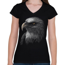 PRINTFASHION Sas portré - Női V-nyakú póló - Fekete