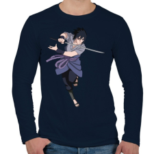 PRINTFASHION Sasuke - Férfi hosszú ujjú póló - Sötétkék férfi póló