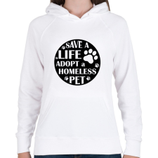 PRINTFASHION Save a life - Női kapucnis pulóver - Fehér női pulóver, kardigán