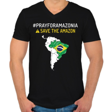 PRINTFASHION Save Amazonia - Férfi V-nyakú póló - Fekete férfi póló