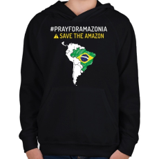 PRINTFASHION Save Amazonia - Gyerek kapucnis pulóver - Fekete