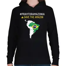 PRINTFASHION Save Amazonia - Női kapucnis pulóver - Fekete női pulóver, kardigán