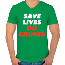 PRINTFASHION SAVE life - Férfi V-nyakú póló - Zöld férfi póló