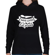 PRINTFASHION Save LIFE - Női kapucnis pulóver - Fekete