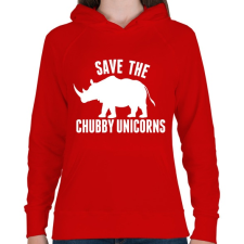 PRINTFASHION Save the Chubby Unicorns! - Női kapucnis pulóver - Piros női pulóver, kardigán