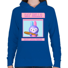 PRINTFASHION Say Hello - Női kapucnis pulóver - Királykék