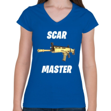 PRINTFASHION SCAR Master - Fortnite (Fehér) - Női V-nyakú póló - Királykék női póló