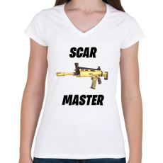 PRINTFASHION Scar Master - Fortnite (Fekete) - Női V-nyakú póló - Fehér