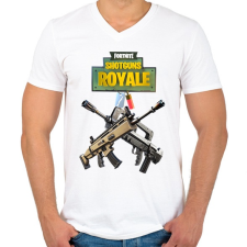 PRINTFASHION Scar Weapon Fortnite - Férfi V-nyakú póló - Fehér férfi póló
