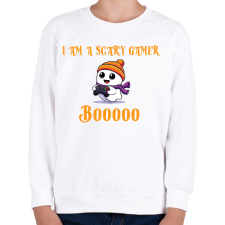 PRINTFASHION Scary Little Ghost Gamer - Gyerek pulóver - Fehér gyerek pulóver, kardigán