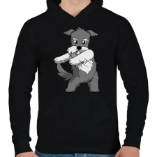 PRINTFASHION Schnauzer floss dance - Férfi kapucnis pulóver - Fekete férfi pulóver, kardigán