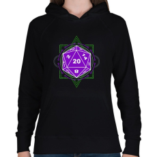 PRINTFASHION Sci-Fi D20 (Lila-Zöld) - Női kapucnis pulóver - Fekete
