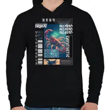 PRINTFASHION Scorpio - Streetwear style - Férfi kapucnis pulóver - Fekete férfi pulóver, kardigán