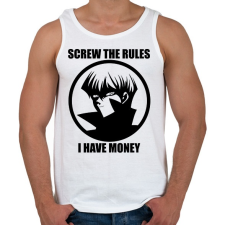 PRINTFASHION Screw the rules, i have money - Férfi atléta - Fehér atléta, trikó