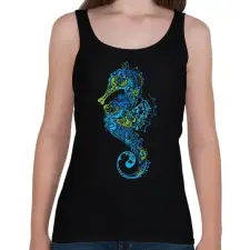 PRINTFASHION Seahorse - Női atléta - Fekete női trikó