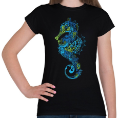 PRINTFASHION Seahorse - Női póló - Fekete