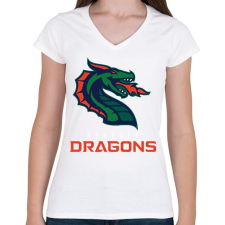 PRINTFASHION seattle Dragons - Női V-nyakú póló - Fehér női póló