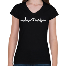 PRINTFASHION Sebesség EKG - Női V-nyakú póló - Fekete női póló