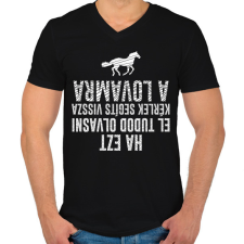 PRINTFASHION Segíts vissza a lovamra - Férfi V-nyakú póló - Fekete férfi póló