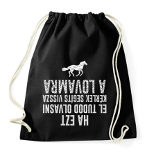 PRINTFASHION Segíts vissza a lovamra - Sportzsák, Tornazsák - Fekete tornazsák