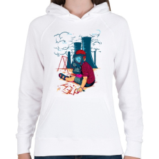 PRINTFASHION Segítség - Női kapucnis pulóver - Fehér