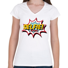 PRINTFASHION Selfie király - Női V-nyakú póló - Fehér női póló