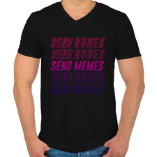 PRINTFASHION Send Memes - Férfi V-nyakú póló - Fekete férfi póló