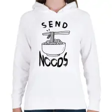 PRINTFASHION Send noods - Női kapucnis pulóver - Fehér női pulóver, kardigán