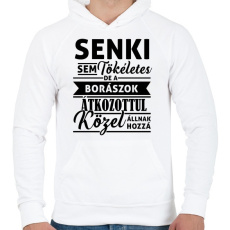 PRINTFASHION Senki sem tökéletes, de a borászok... - Férfi kapucnis pulóver - Fehér