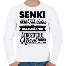 PRINTFASHION Senki sem tökéletes - Galambász - Férfi pulóver - Fehér
