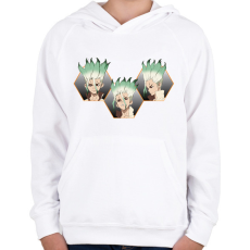 PRINTFASHION Senku Ishigami - Gyerek kapucnis pulóver - Fehér