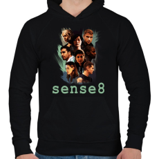 PRINTFASHION sense8 - Férfi kapucnis pulóver - Fekete