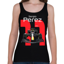 PRINTFASHION Sergio Perez 11 autóversenyző - fehér felirat - Női atléta - Fekete női trikó