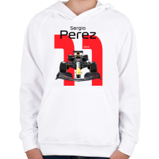 PRINTFASHION Sergio Perez 11 autóversenyző - fekete felirat - Gyerek kapucnis pulóver - Fehér
