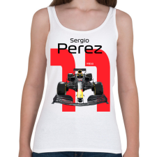PRINTFASHION Sergio Perez 11 autóversenyző - fekete felirat - Női atléta - Fehér női trikó