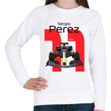 PRINTFASHION Sergio Perez 11 autóversenyző - fekete felirat - Női pulóver - Fehér női pulóver, kardigán
