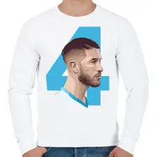PRINTFASHION Sergio Ramos - Férfi pulóver - Fehér férfi pulóver, kardigán