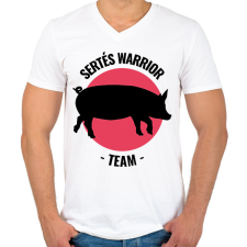 PRINTFASHION Sertés Warrior Team - Férfi V-nyakú póló - Fehér férfi póló